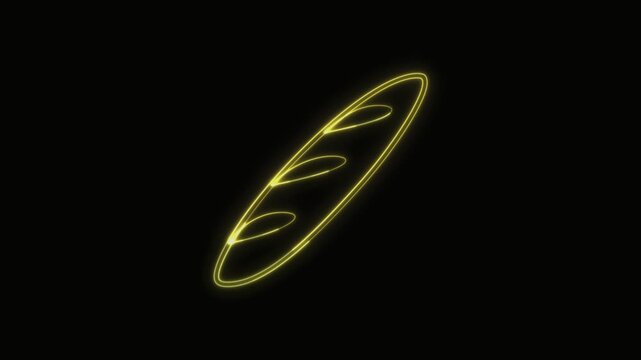  Baguette Icon Neon Seamless Loop 4K with Black Background Animated Promotional Typography for Video Editing
