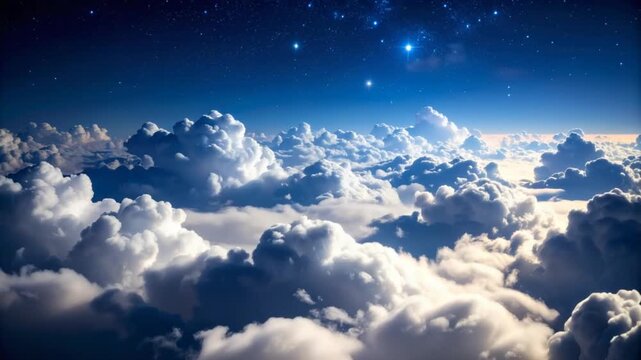 Cloudy night sky aerial view