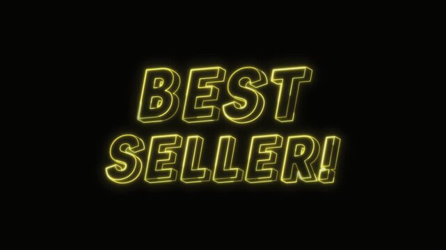  Bestseller Text Neon Seamless Loop 4K Glowing Typography Animation for VFX and Video Editing