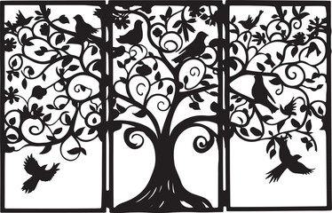 Birds on Tree Silhouette Bundle