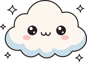 Cute Kawaii Fluffy Cloud Icon