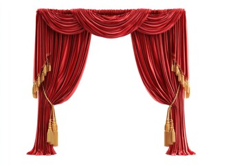 Rich crimson drapes with ornate gold tassels