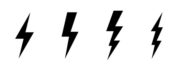 Lightening bolt icon set. Thunder bolt. Lightning electric icon vector illustration. Warning icon symbol. Lightning electric icon vector illustration. Cartoon vector illustration. EPS 10