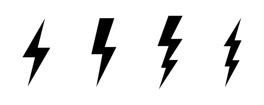 Lightening bolt icon set. Thunder bolt. Lightning electric icon vector illustration. Warning icon symbol. Lightning electric icon vector illustration. Cartoon vector illustration. EPS 10