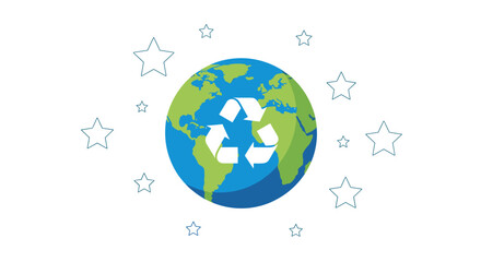 Earth globe with recycling symbol for environmental protection

