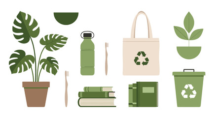 Collection of eco friendly products for sustainable lifestyle

