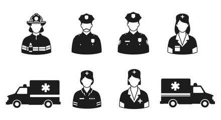 Collection of emergency and first responder icons


