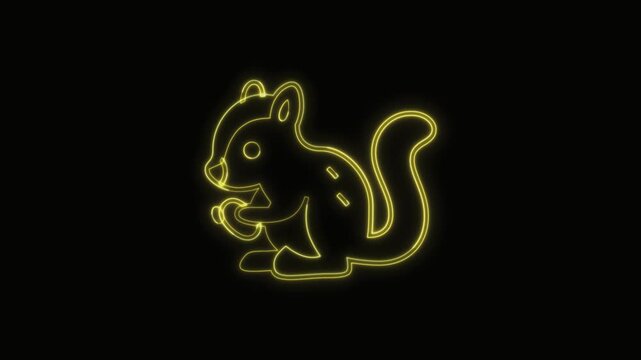  Chipmunk Icon Neon Seamless Loop 4K with Black Background Animated Promotional Typography for Video Editing