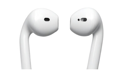 Obraz premium White Wired Earbuds with In-Ear Design, Front View, Transparent Background, PNG