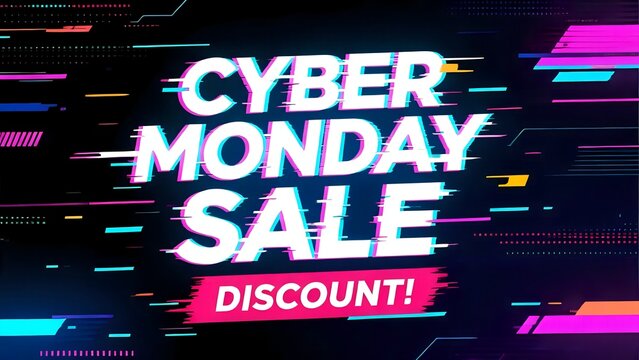 Cyber Monday Sale Design with Digital Glitch Effect and Discount Text - Powered by Adobe