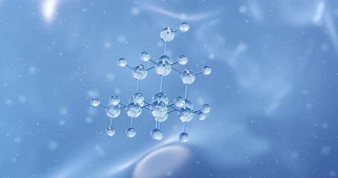 Memantine rotating molecular structure, 3d model of nmda receptor antagonist
