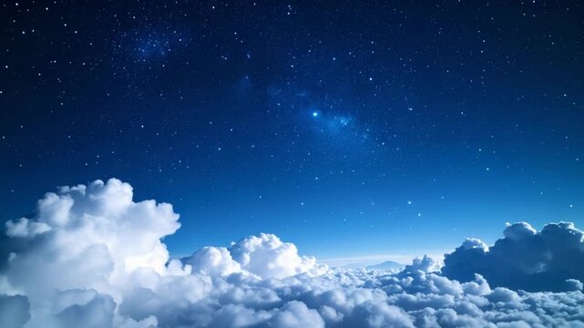 Night sky above clouds