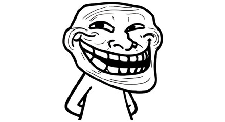 Laughing Trollface Character Design Icon or Logo for a Meme or Humor Project that Needs to Be Iconic