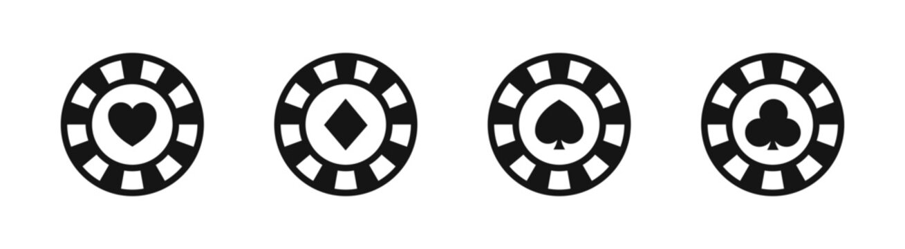 Poker chips flat vector icons set. Gamble game concept. Poker chips icons. Vector EPS 10