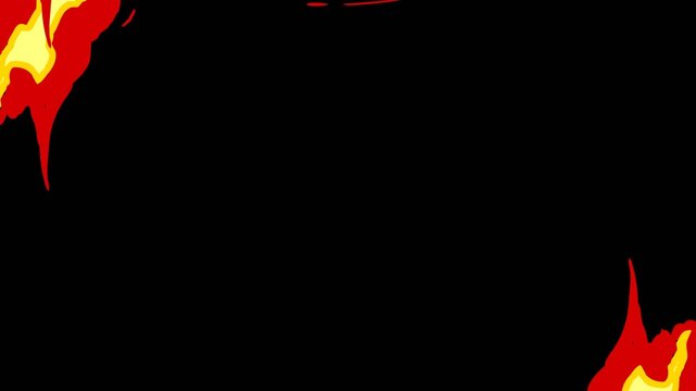 2D comic fire flame transition collection on alpha background
