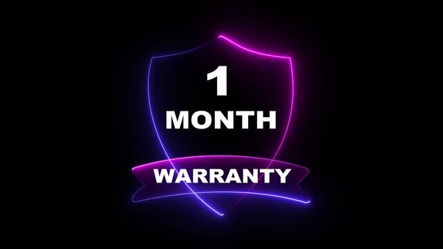 1 month warranty concept on the transparent background. Badges Design Animation Motion graphics of warranty idea. 1 month Warranty Stamp Imprint Seal Template. Round Rubber Stamp with Text Animation.