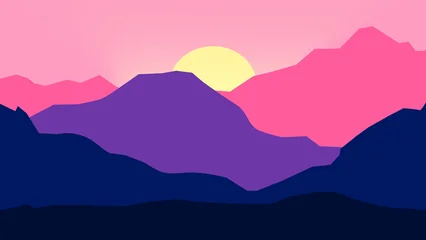 Fotobehang Fluor Roze vector illustration of mountains  © aindra