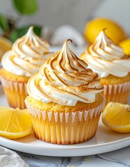 Zitronen-Cupcakes mit Baiserhaube