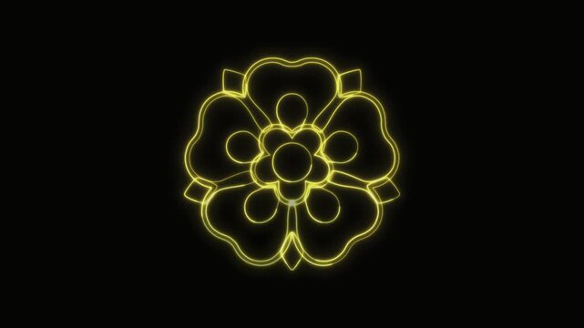  Flower Icon Neon Seamless Loop 4K with Black Background Animated Promotional Typography for Video Editing