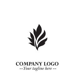 Leaf Logo Symbol Black on White Background in Elegant Minimalist Vector Design for Eco Branding