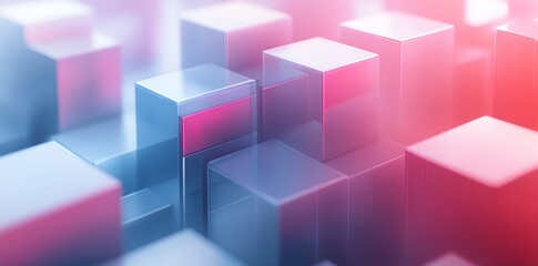 Obraz premium Abstract Blue Pink Geometric Pattern on White Background