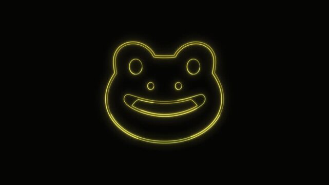  Frog Icon Neon Seamless Loop 4K with Black Background Animated Promotional Typography for Video Editing