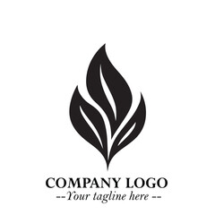 Leaf Logo Symbol Black on White Background in Elegant Minimalist Vector Design for Eco Branding