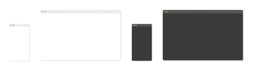 Browser window interface. Web browser interface. Empty browser window. Website template. Web page mockup. Search system interface. Vector graphic EPS 10