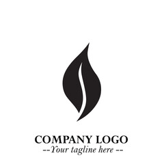 Leaf Logo Symbol Black on White Background in Elegant Minimalist Vector Design for Eco Branding