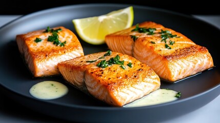 Pan-Seared Salmon with Lemon and Herb Sauce