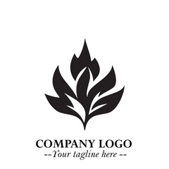 Leaf Logo Symbol Black on White Background in Elegant Minimalist Vector Design for Eco Branding