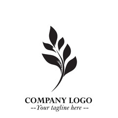 Leaf Logo Symbol Black on White Background in Elegant Minimalist Vector Design for Eco Branding