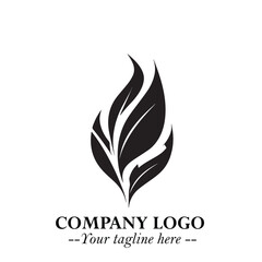 Obraz premium Leaf Logo Symbol Black on White Background in Elegant Minimalist Vector Design for Eco Branding