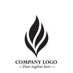 Leaf Logo Symbol Black on White Background in Elegant Minimalist Vector Design for Eco Branding