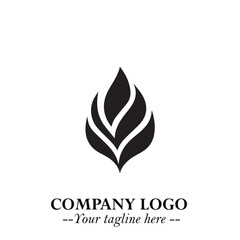 Leaf Logo Symbol Black on White Background in Elegant Minimalist Vector Design for Eco Branding