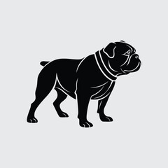 Four diverse bulldog silhouettes for graphic design
