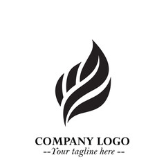 Leaf Logo Symbol Black on White Background in Elegant Minimalist Vector Design for Eco Branding