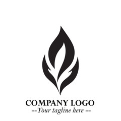 Leaf Logo Symbol Black on White Background in Elegant Minimalist Vector Design for Eco Branding