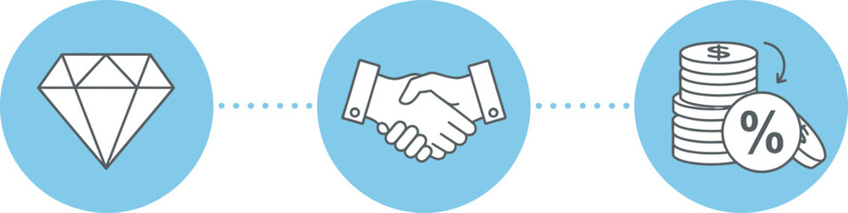 Representing valuable partnerships resulting in return on investment growth with diamond symbol