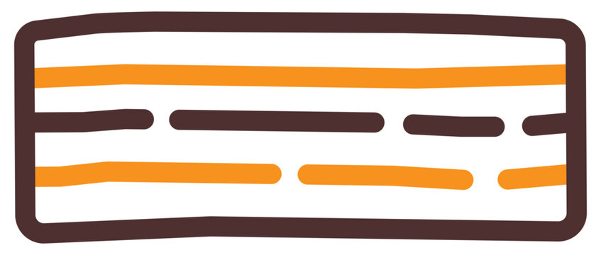 Vector icon showing sliced meat layers with fat stripes, suitable for pork belly or butcher shop design.