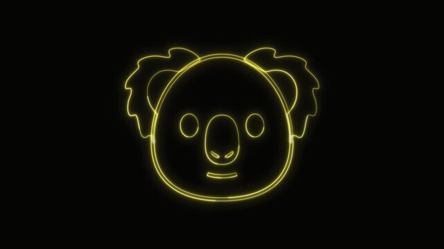  Koala Icon Neon Seamless Loop 4K with Black Background Animated Promotional Typography for Video Editing