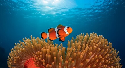 Clownfish and Anemone - A Vibrant Underwater Symbiosis in the Ocean.