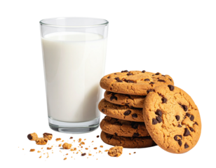 Classic Chocolate Chip Cookies with Glass of Milk