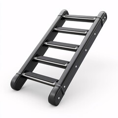 A black sporty ladder for climbing and reaching. Great for indoor activities. Featuring modern design, durability and isolated in white background. Excellent for fitness-related visuals.