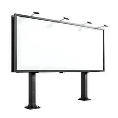 Obraz premium A blank, outdoor advertising display stands tall with lighting against a black background