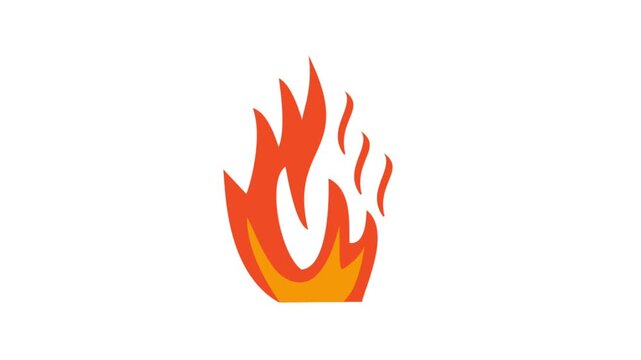 simple motion of red flames burning on a white background