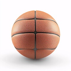 An orange basketball isolated on white background, showcasing its texture and form. This sport equipment is ideal for training and matches. The detailed texture enhances realism.