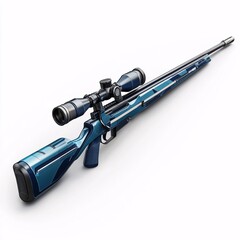 A precision sport rifle with a telescopic sight for enhanced accuracy, isolated in white background. Perfect for sports shooting, target practice, and long-range competition imagery.