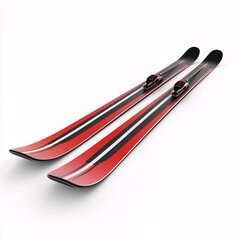Striking image of skis with bindings presented against an isolated white background. This dynamic shot highlights equipment ideal for winter sports and recreational activities.