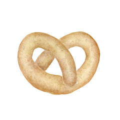 Watercolor Pretzel Illustration. Danish Christmas Cookie Clipart. Hand-painted watercolor. A festive sweet, perfect for Scandinavian holiday, baking projects, food illustration, and cozy hygge designs